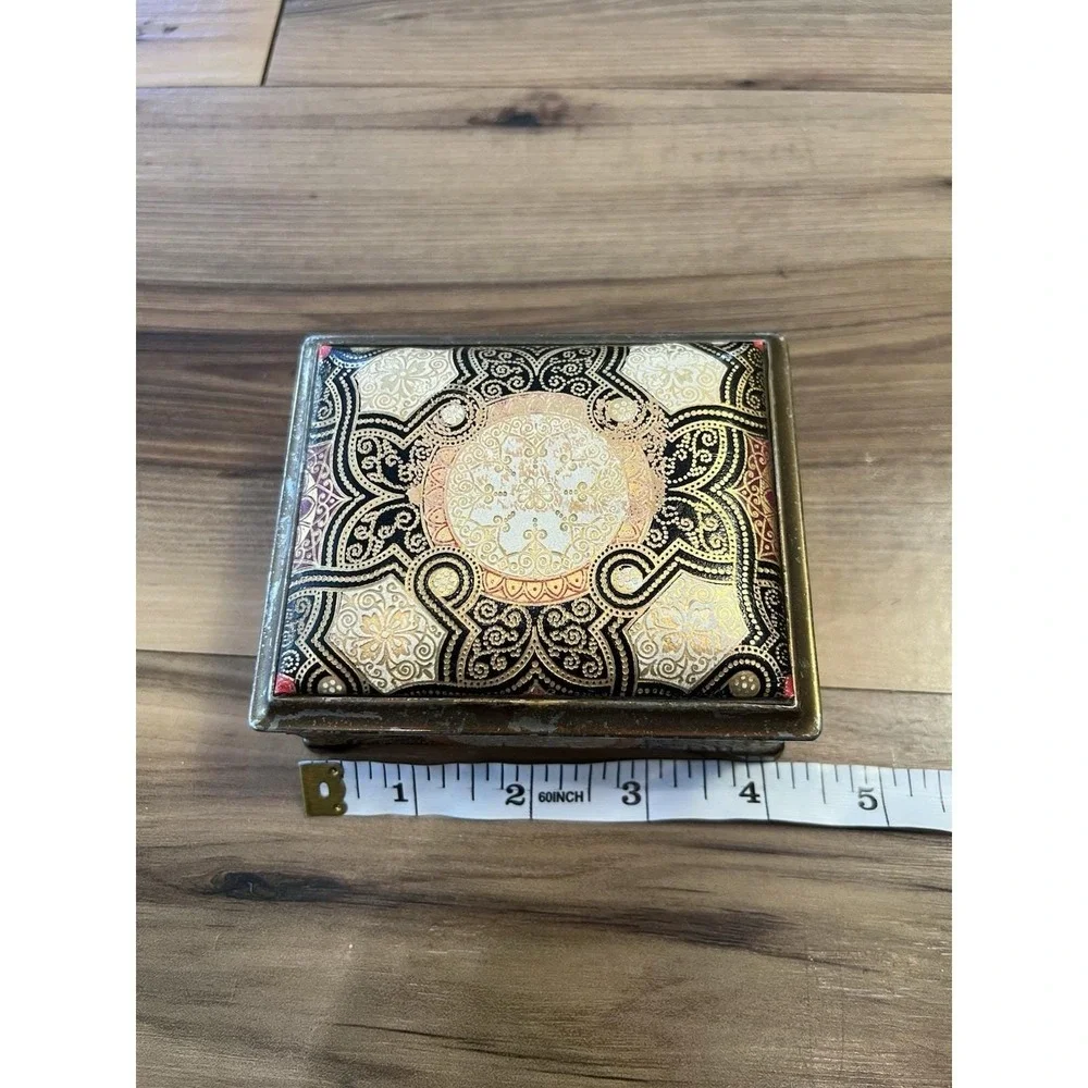 Marhill Hand Painted Florentine Jewelry Box Vintage Italian Gold Gilt Wood